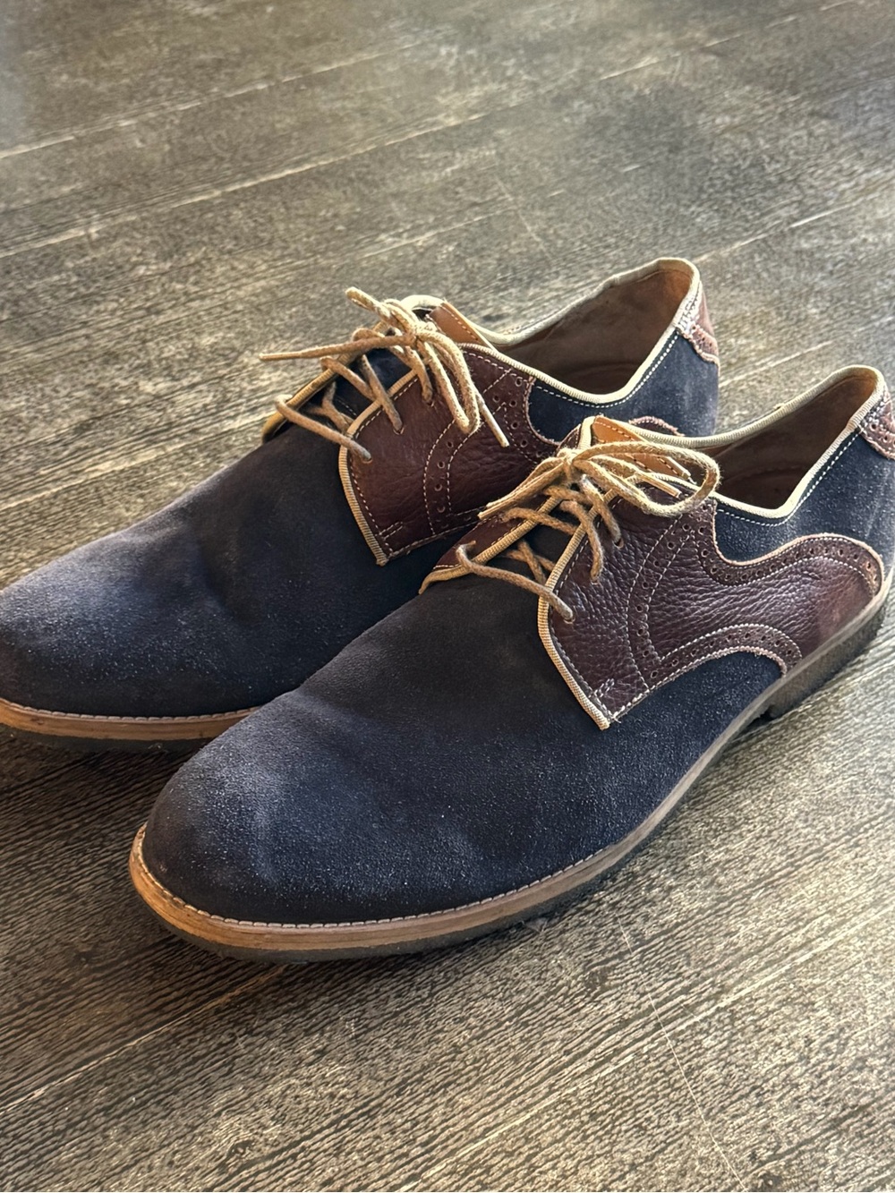 Johnston & Murphy J&M 1850 blue suede wingtip oxfords 13M